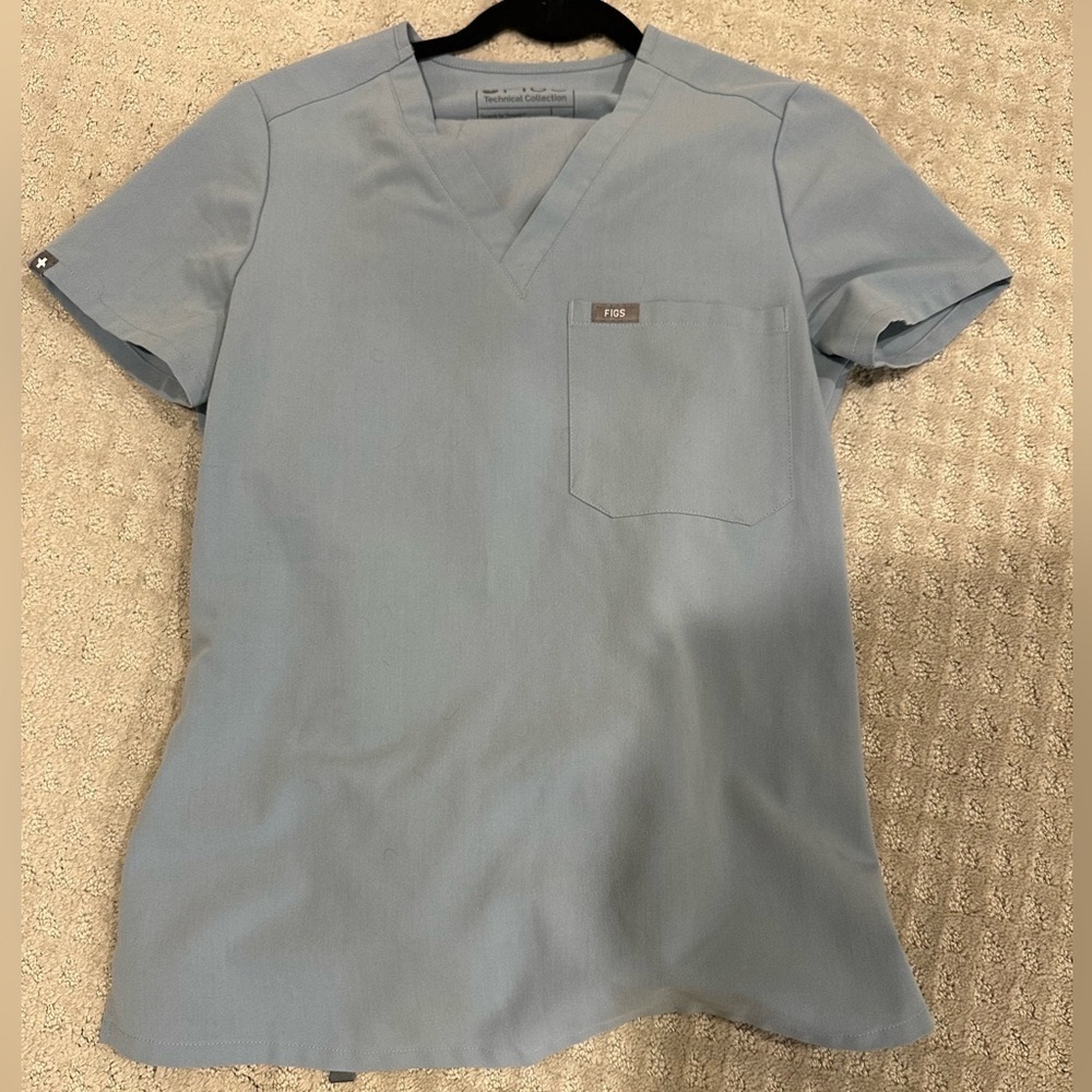 Figs XS Catarina dusty blue scrub top